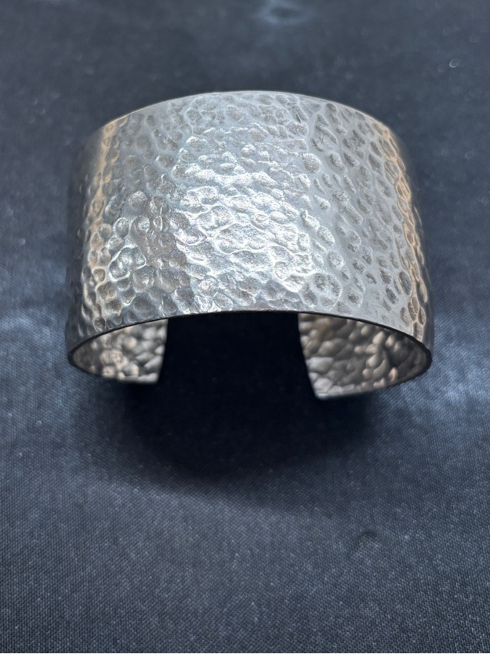 Hammered Wide Silver Cuff Bracelet